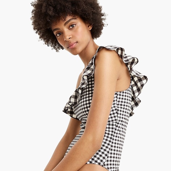 J Crew Ruffle One Shoulder One Piece Swimsuit New - Picture 5 of 5